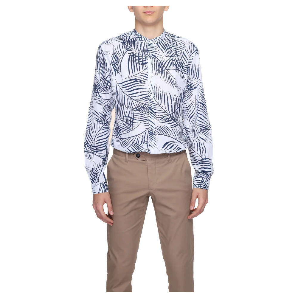 Antony Morato Blauwe Bloemenoverhemd Lente Zomer Mannen Blue Heren