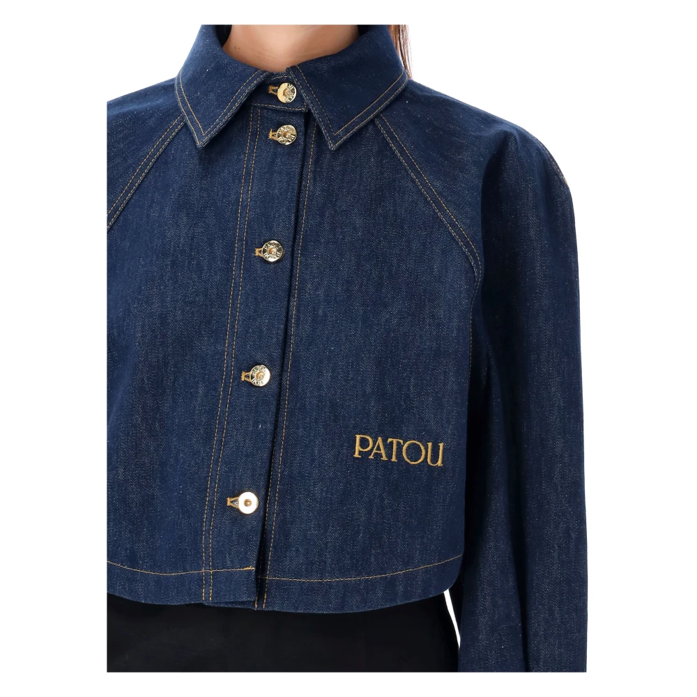 Patou Rodeo Blue Cropped Denim Shirt Blue Dames