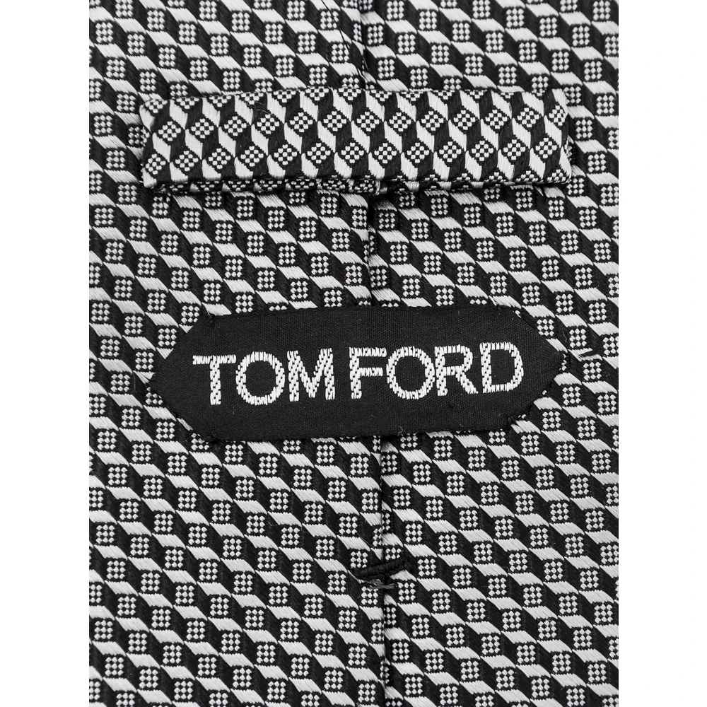 Tom Ford Zijden Micro-Patroon Stropdas Gemaakt in Italië Black Heren