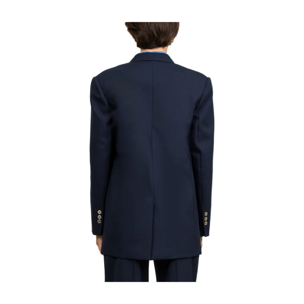 Tela Blauwe Wol Single-Breasted Jas Blue Dames