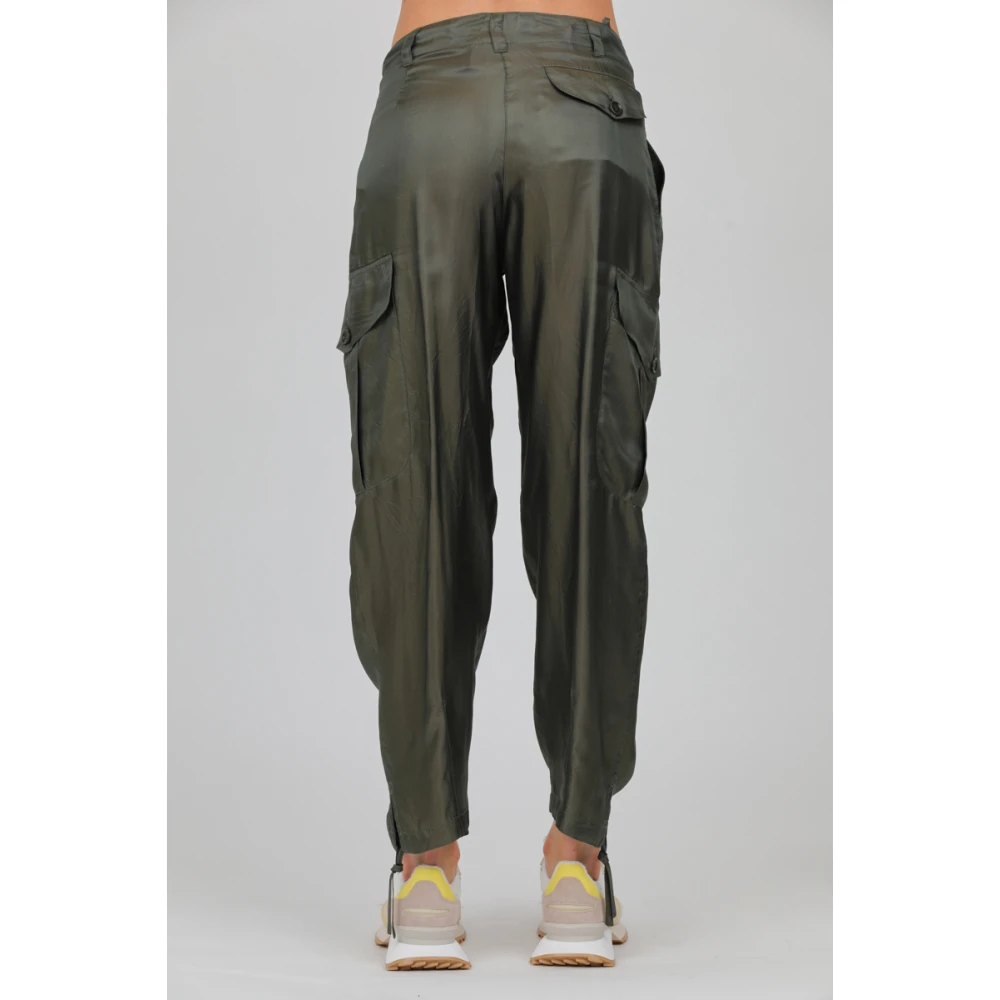 Aspesi Cargo Broek met Trekkoord en Manchetten Green Dames