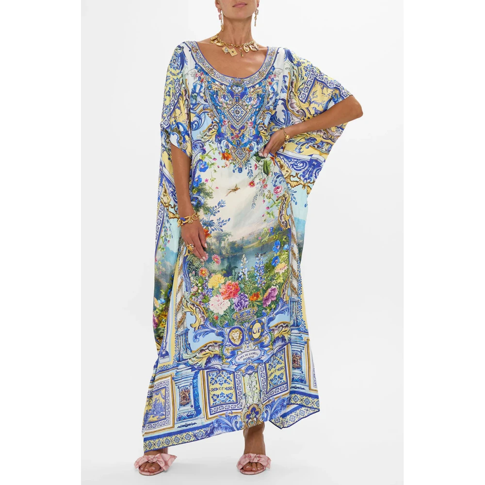 Camilla Zijden kaftan met ronde halslijn Multicolor Dames