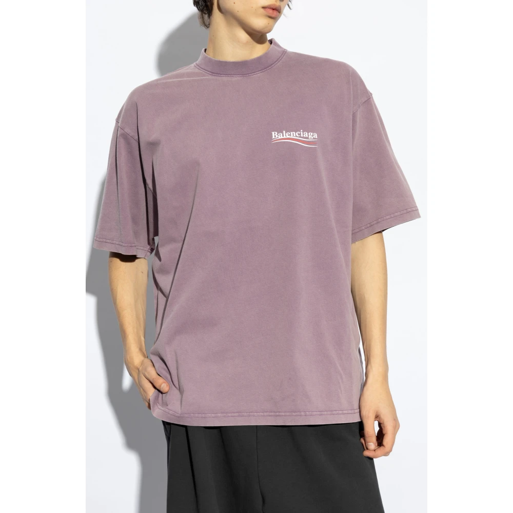 Balenciaga T-shirt met logo Purple Heren