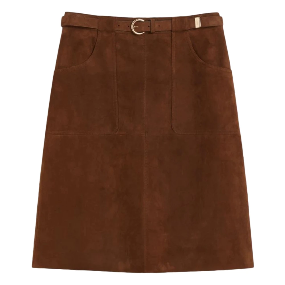 Max Mara Gonna In Pelle A - Female - Short Skirts - Brown - Xs - Skirts