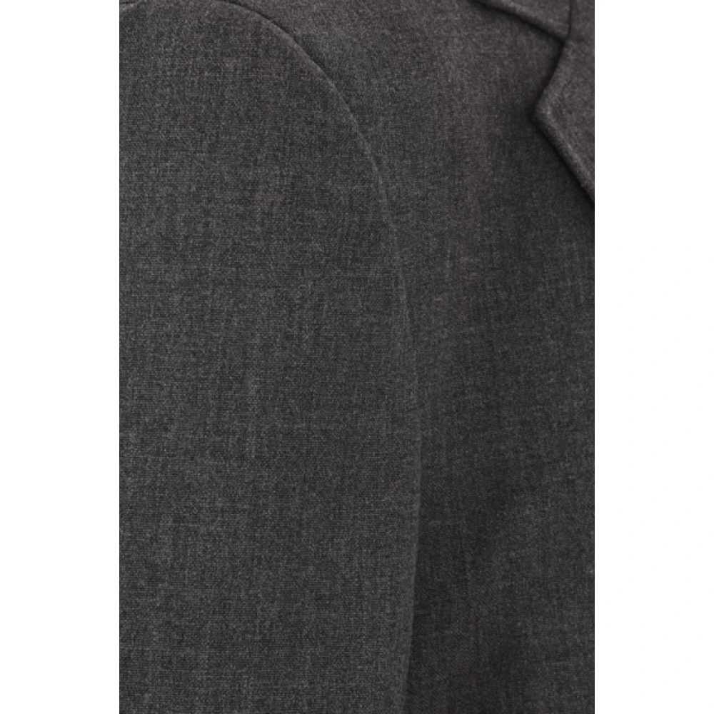 Thom Browne Donkergrijze Wol Single-Breasted Jas Gray Heren