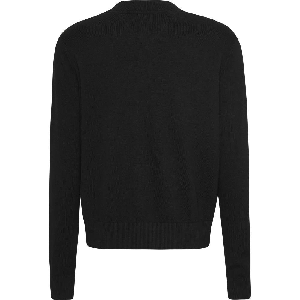 Tommy Jeans Essential V-Neck Sweater Zwart Black Dames