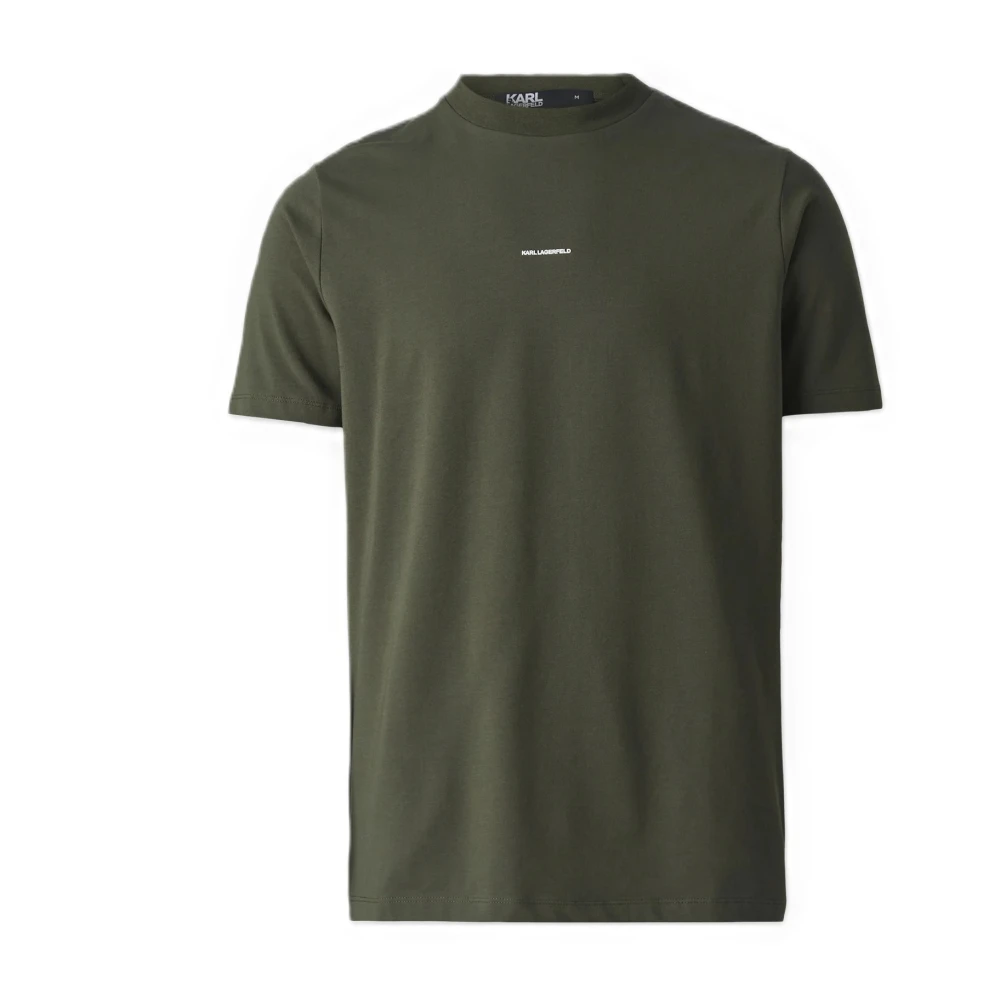 Karl Lagerfeld Olijfgroen T-shirt met een fijne merkbeschrijving Green Heren