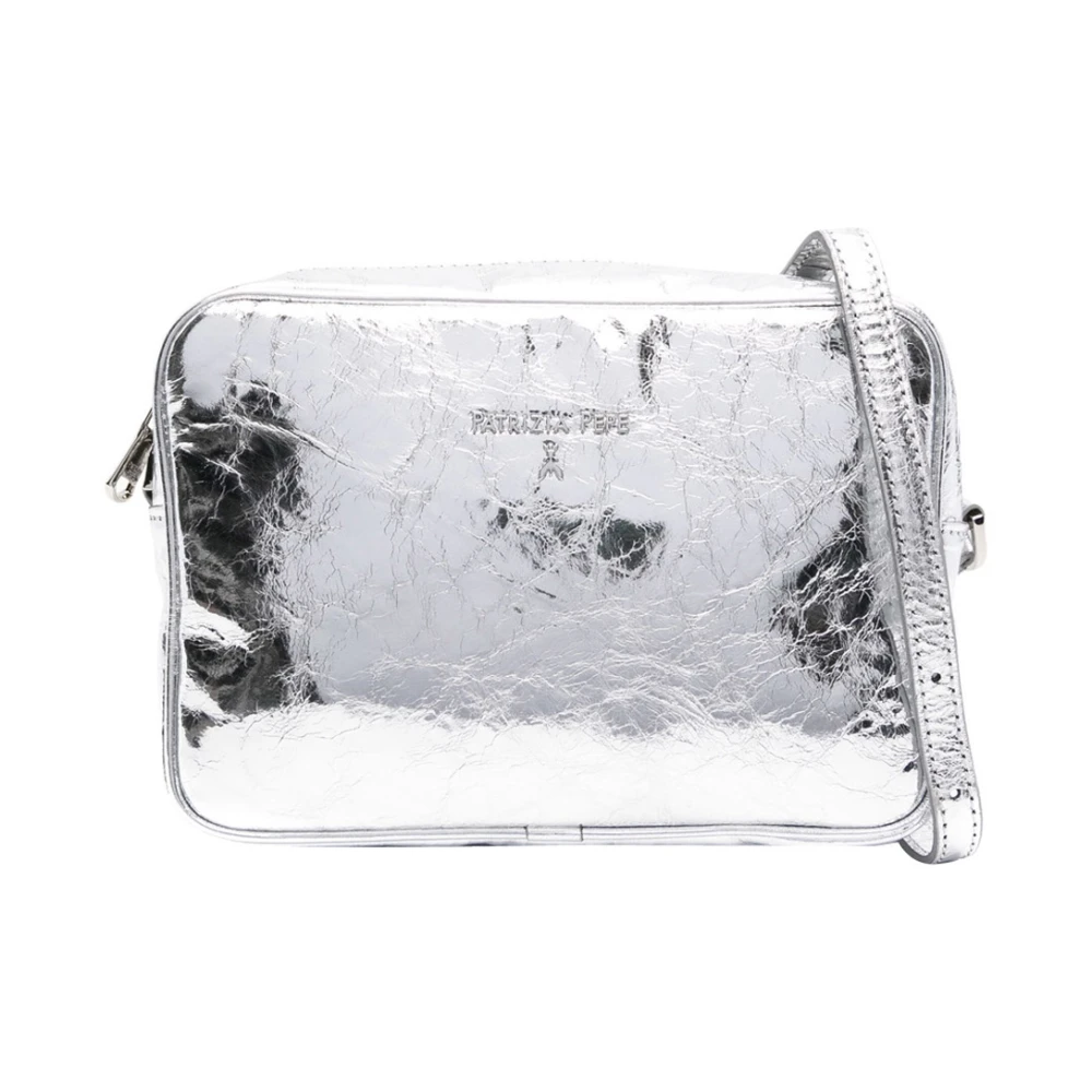 PATRIZIA PEPE Zilveren Crossbody Tas met Ritssluiting Gray Dames