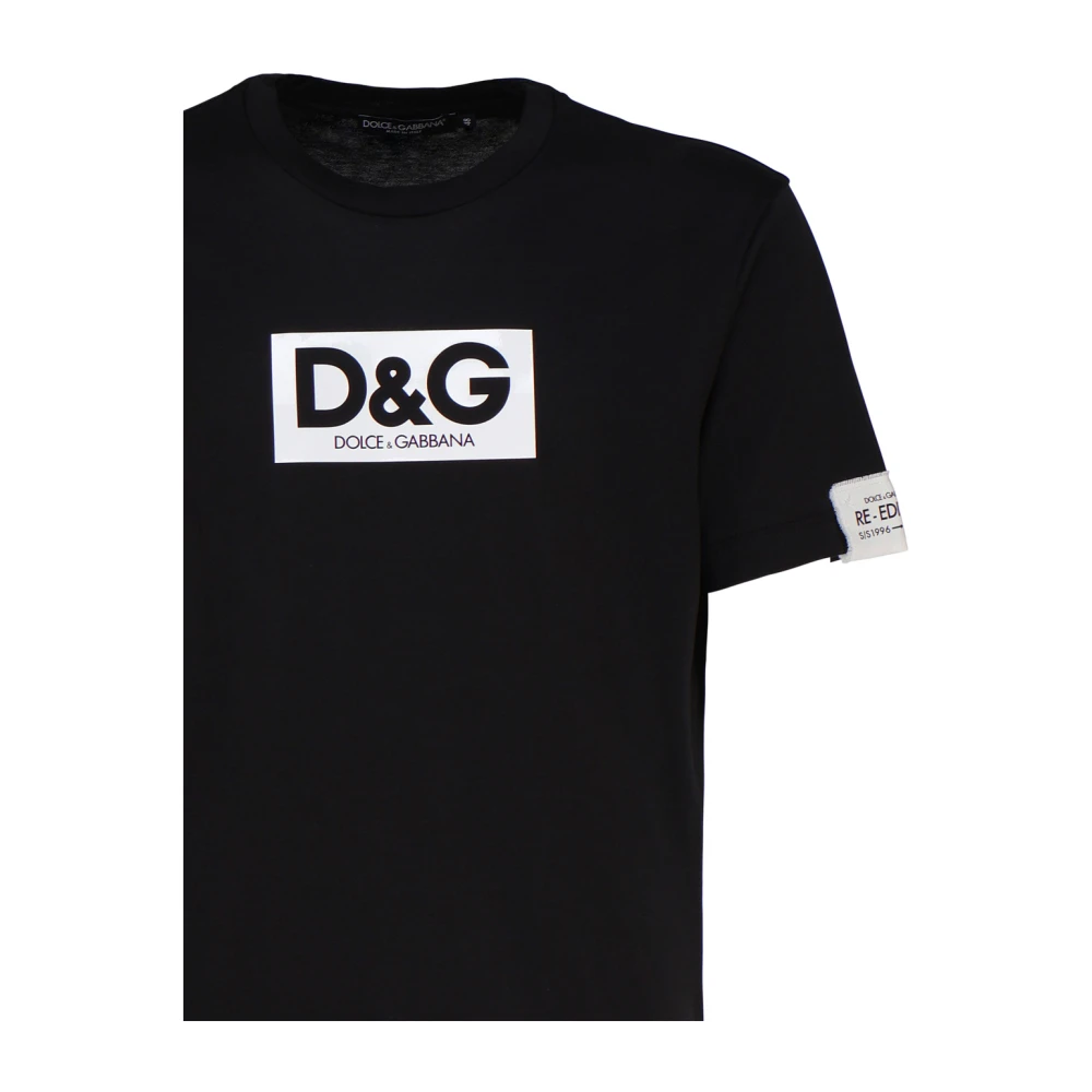 Dolce & Gabbana Zwart Katoenen T-Shirt met Logo Black Heren