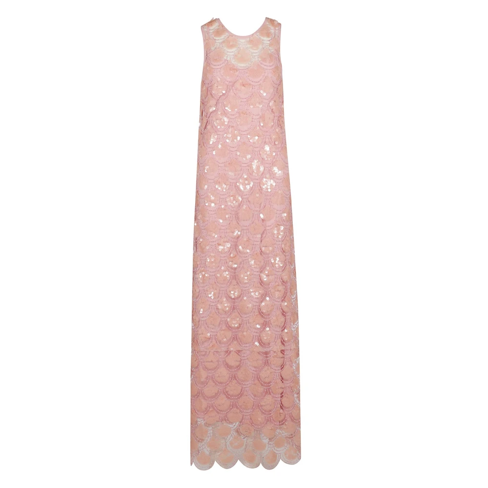 Rotate Birger Christensen Elegante Maxi Jurk Pink Dames