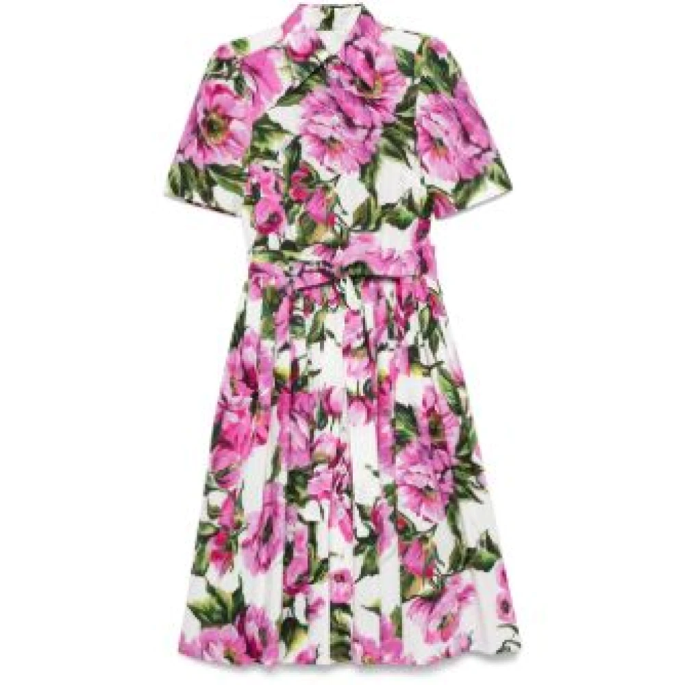 Dolce & Gabbana Gedrukte Overhemd Midi Jurk Multicolor Dames