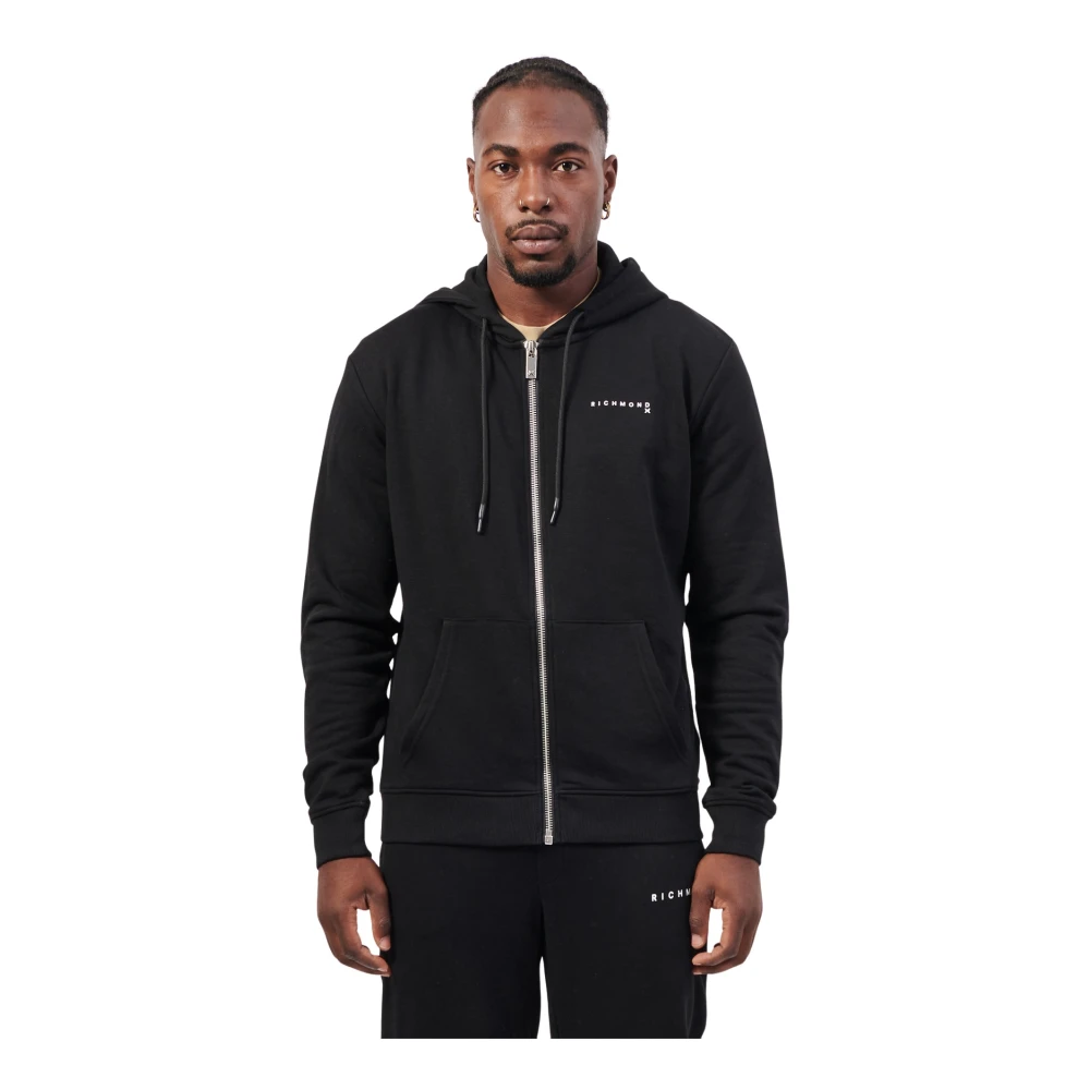 Richmond Zwarte Hoodie Sweater Fullzip Model Black Heren