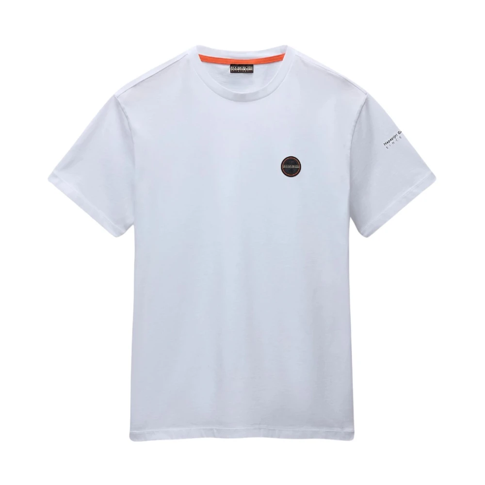 Napapijri Korte mouw T-shirt met klassieke ronde hals White Heren