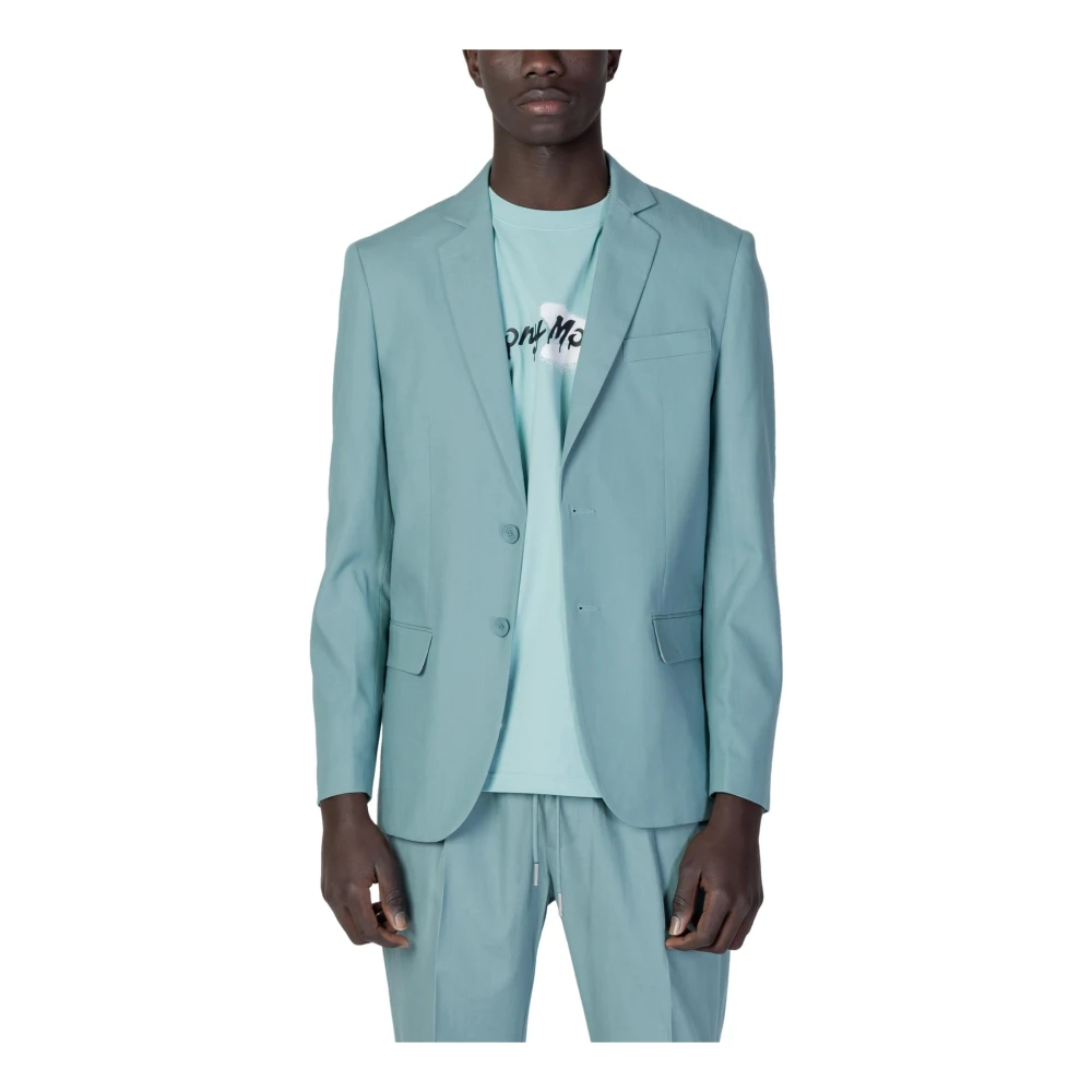 Antony Morato Men's Green Buttoned Blazer Lapel Collar