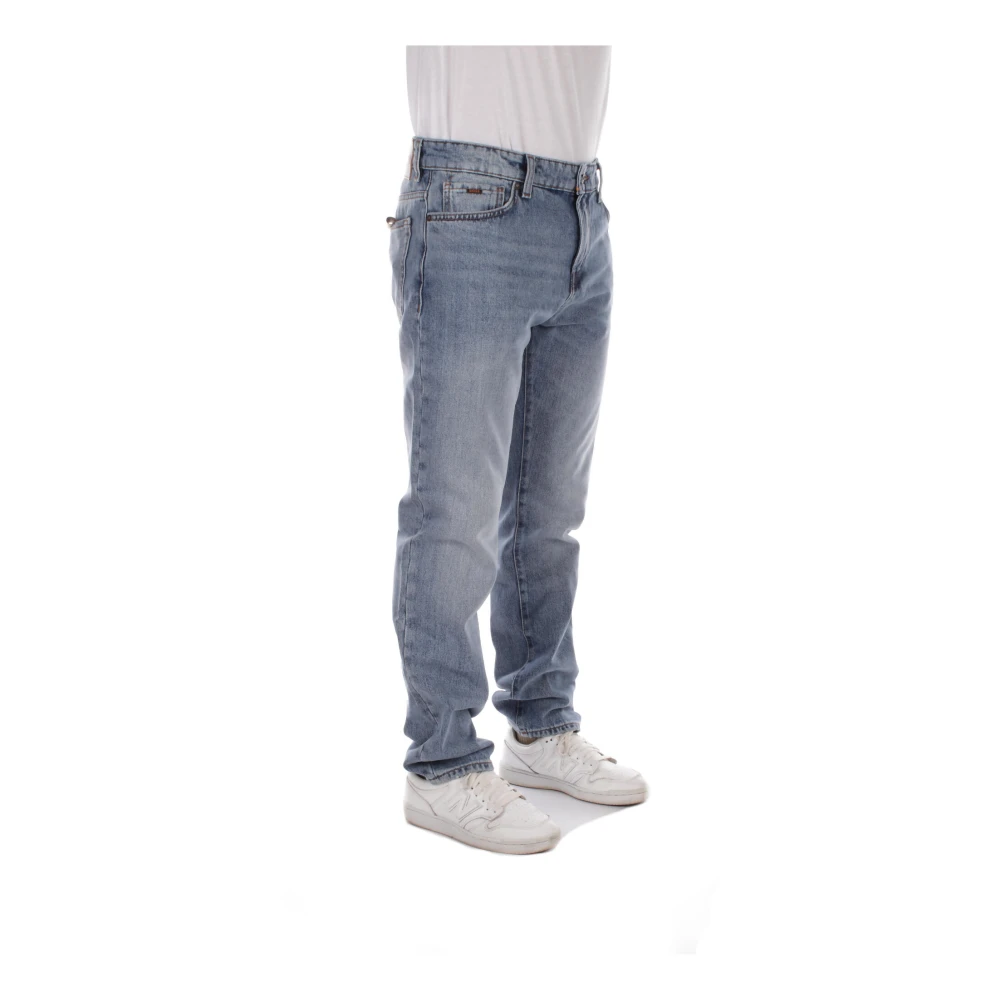 Hugo Boss Heren Logo Jeans met Ritssluiting Blue Heren