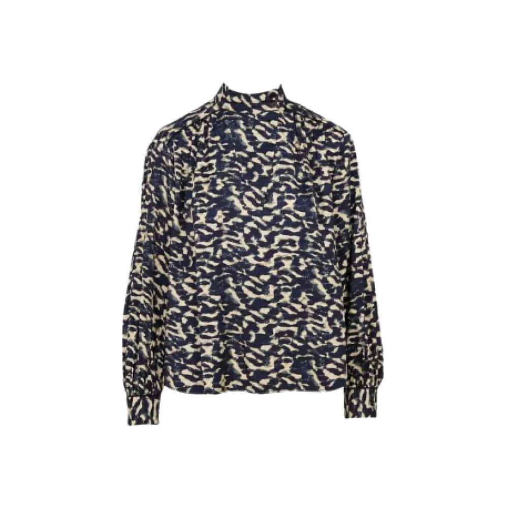 BA&SH Elegante Blouse met Kruisnek en Pofmouwen Black Dames