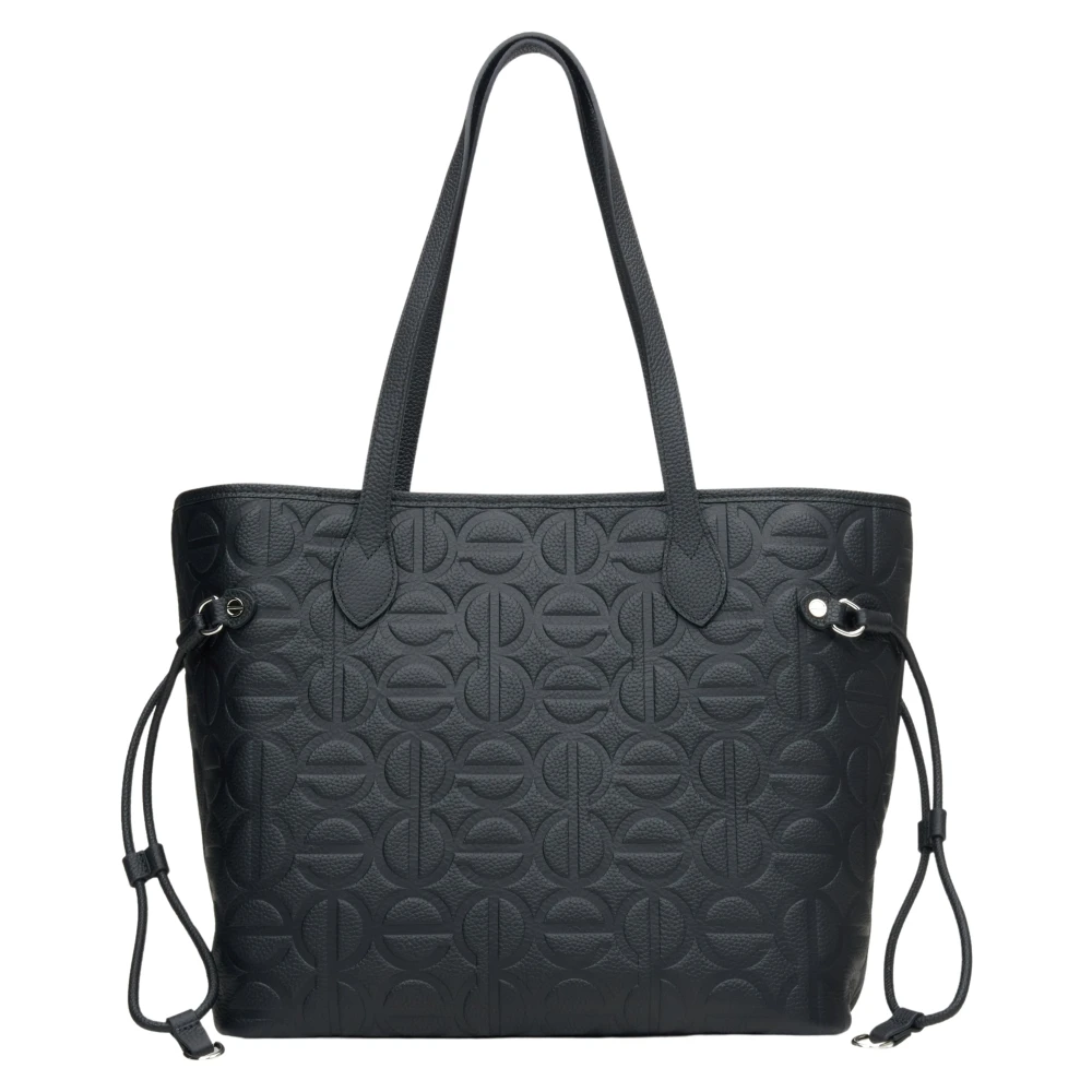 Estro Dames Zwarte Leren Shopper Tas Er00115045 Black Dames