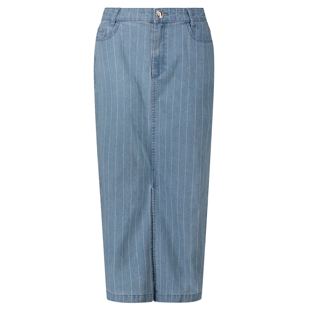 Tramontana Pinstripe Denim Maxi Skirt Blue Dames