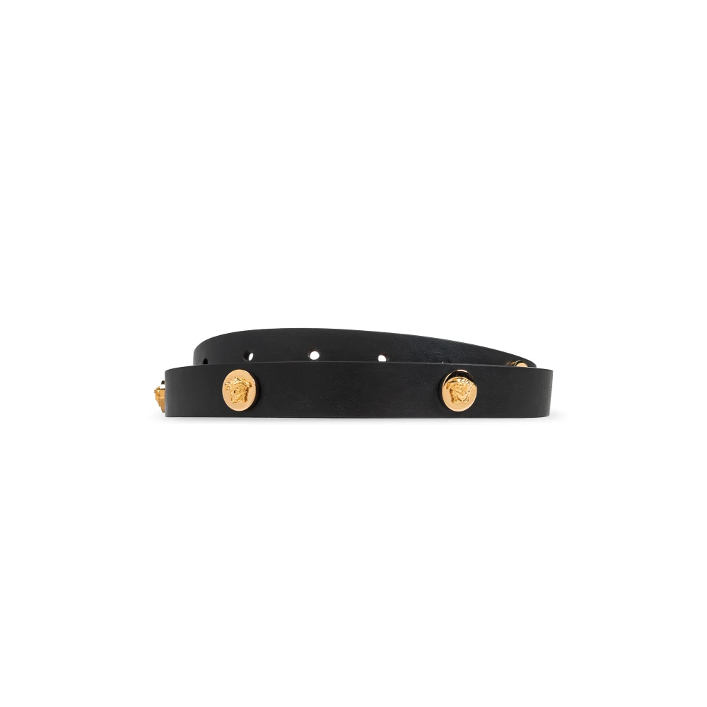 Versace Leren riem met applicaties Black Dames