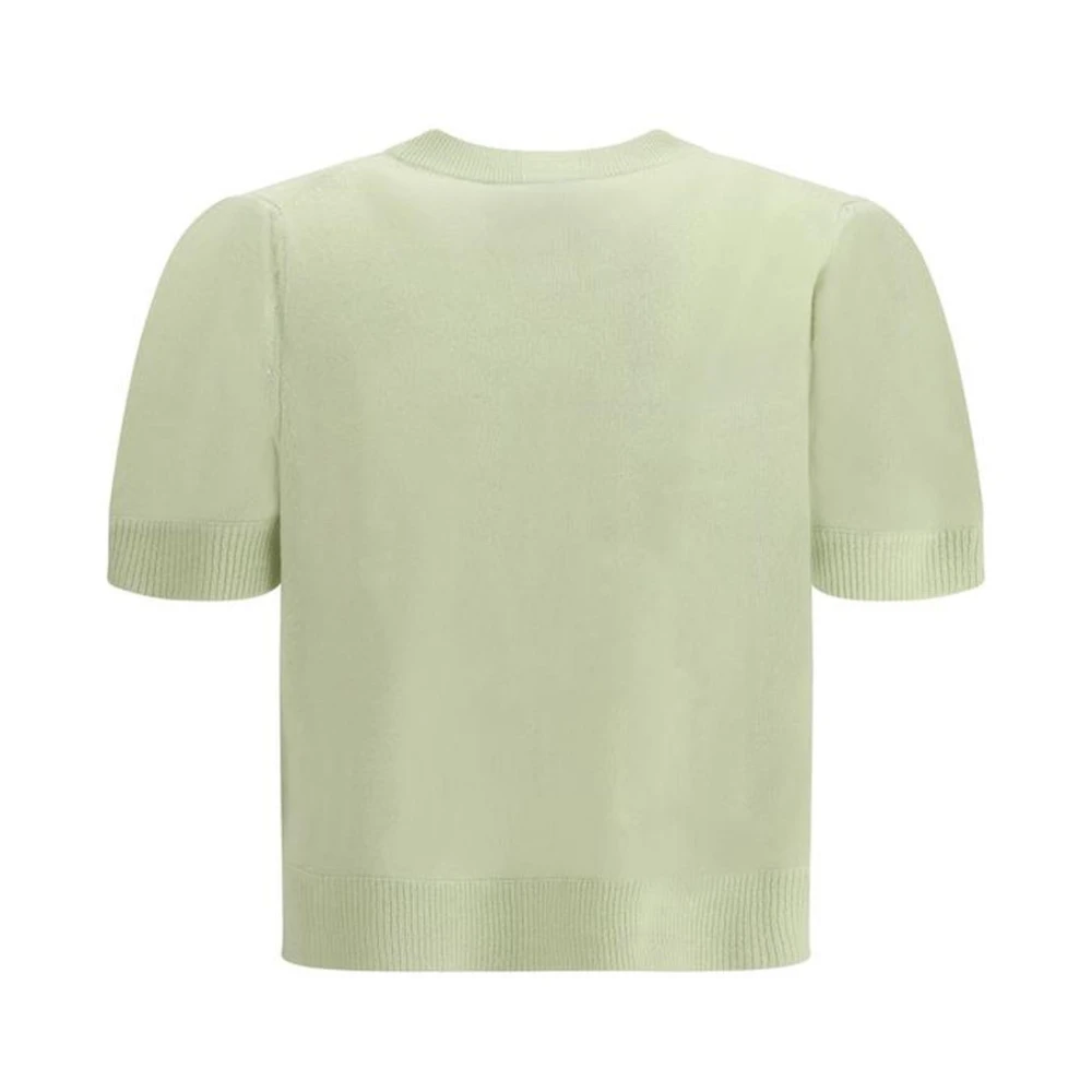 allude Kasjmier korte mouw vest met knoopsluiting Green Dames
