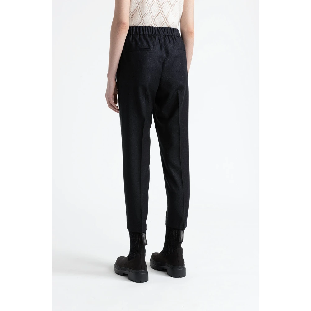 PESERICO Wollen en lurex wortelbroek Blue Dames