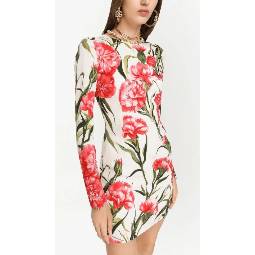 Dolce & Gabbana Bloemenprint Zijden Jurk Multicolor Dames
