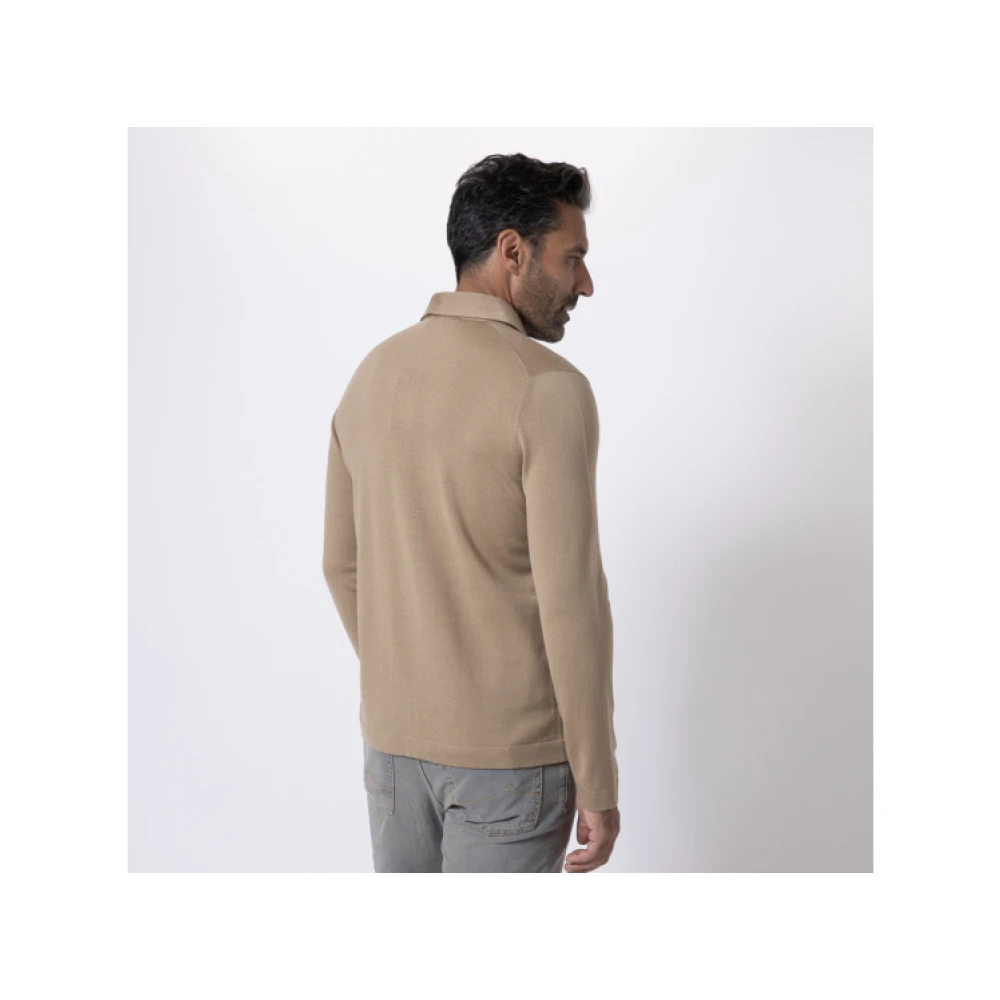 Gran Sasso Klassieke lange mouwen shirt in kameel Brown Heren