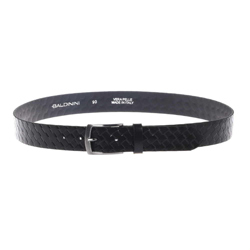 Baldinini Men's Black Woven Print Belt - Belts - 100 Cm - Accessories