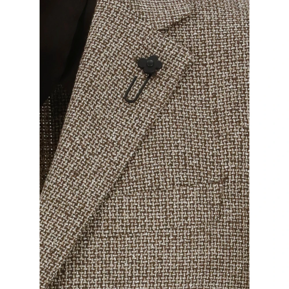 Lardini Bruine Zijden Wol Jas Peak Revers Brown Heren