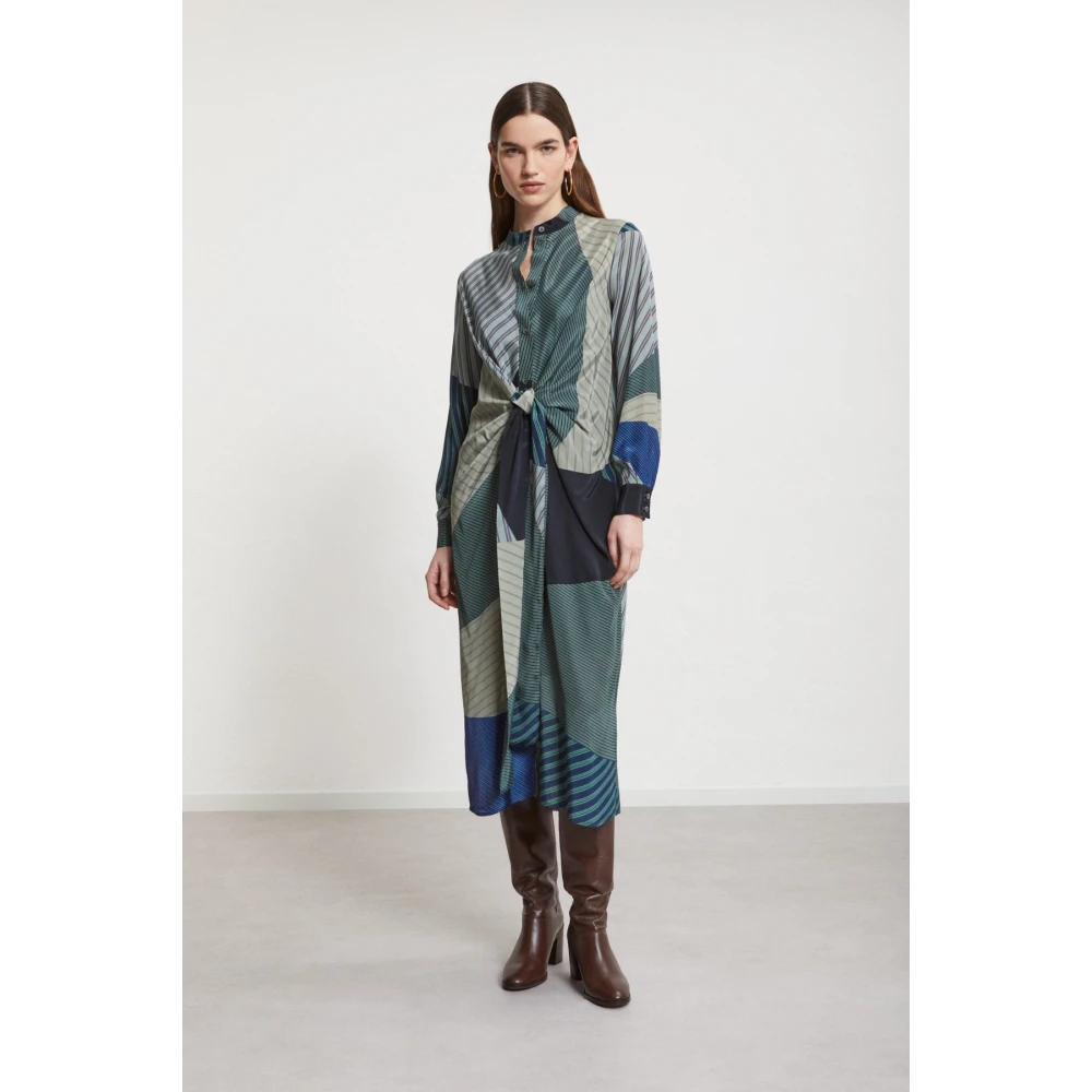 Ottod'Ame Elegante Patroonjurk met Knoop Multicolor Dames