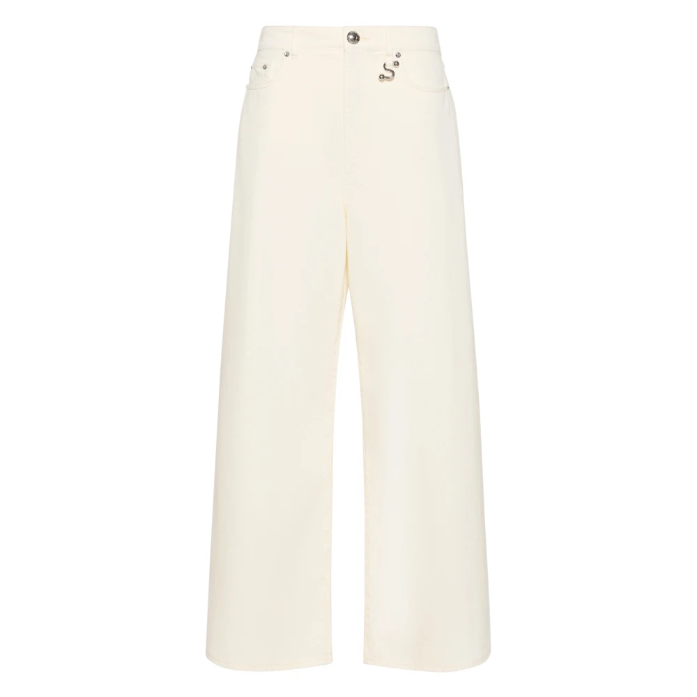 Sportmax Beige Wide Jeans, Female, W25, Siamese Wide-Leg Jeans