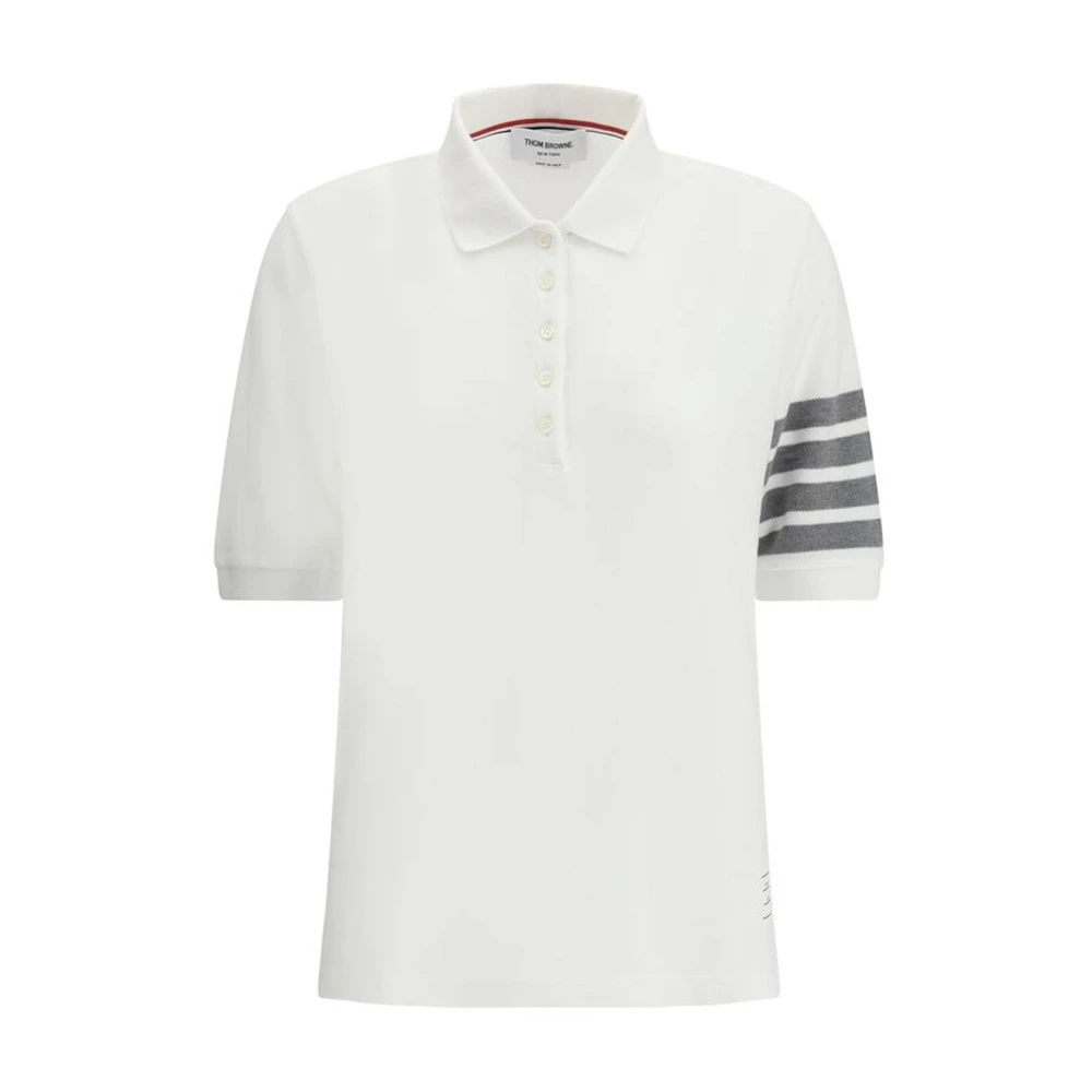 Thom Browne Monogram Patch Katoenen Poloshirt White Dames