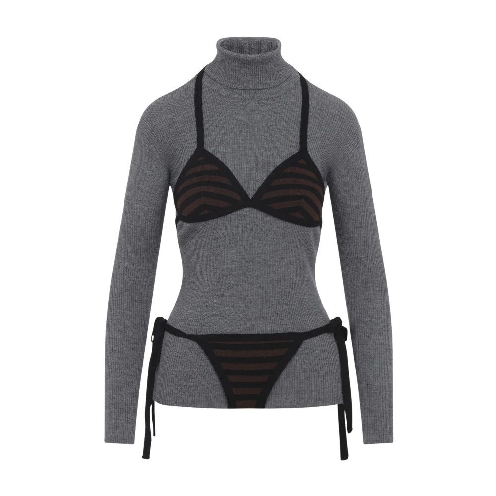 Moschino Donna Grigio - Virgin Wool Turtleneck - Knitwear - M