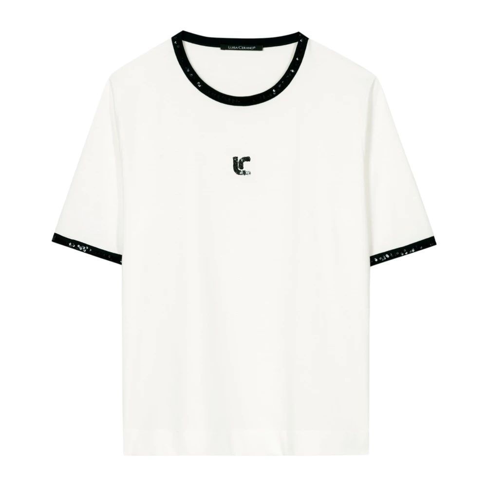 Luisa Cerano Women's White T-Shirts, S, T-Shirt With Logo Embroidery