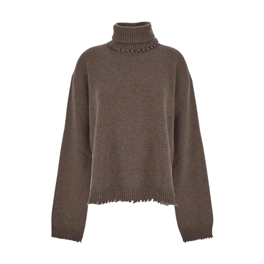 UMA Wang Kasjmier High Neck Gebreide Top Brown Dames