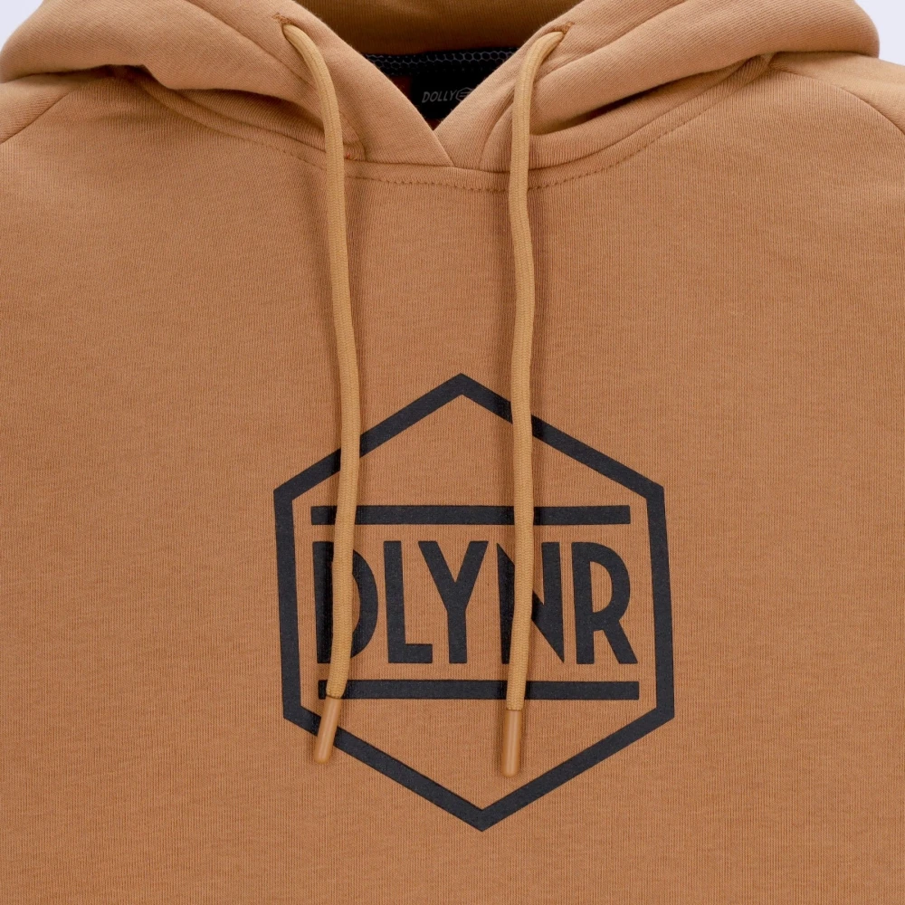 Dolly Noire Khaki Logo Hoodie met Kangoeroezak Brown Heren