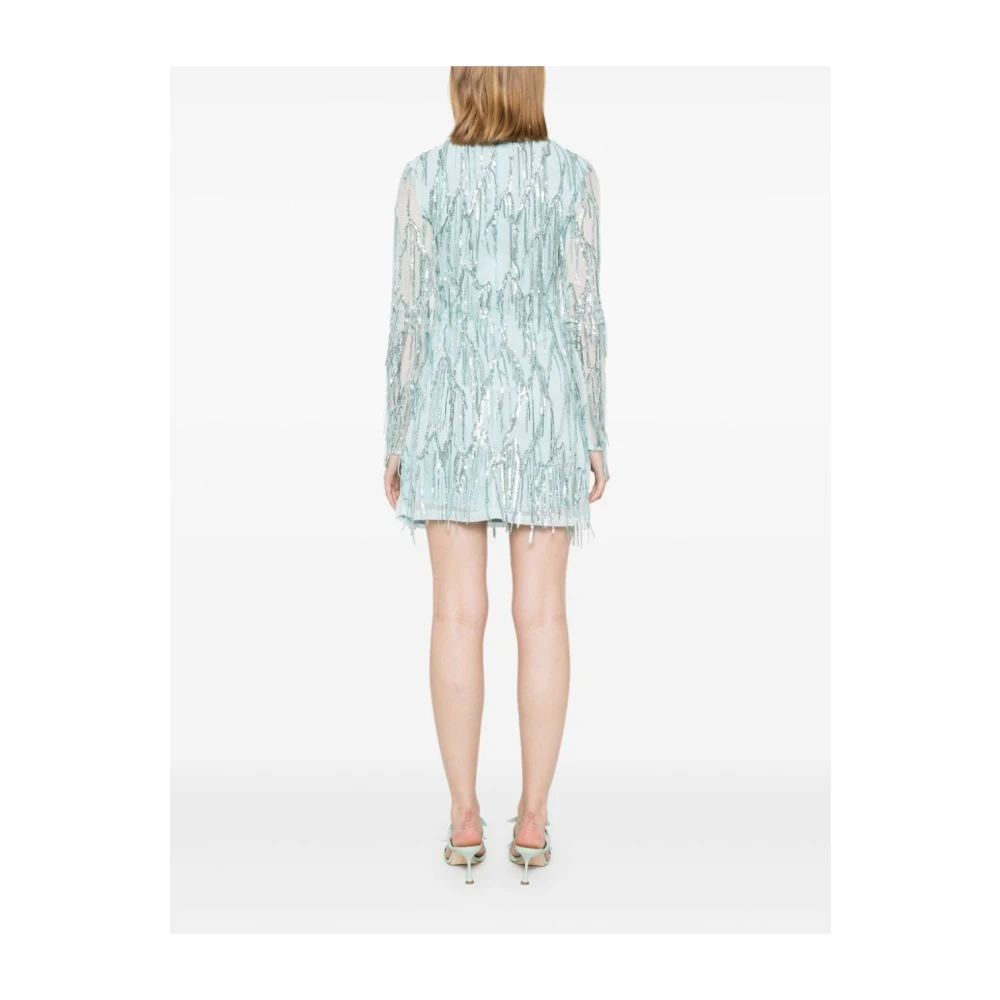 Rotate Birger Christensen Pailletten Mini Jurk Blue Dames