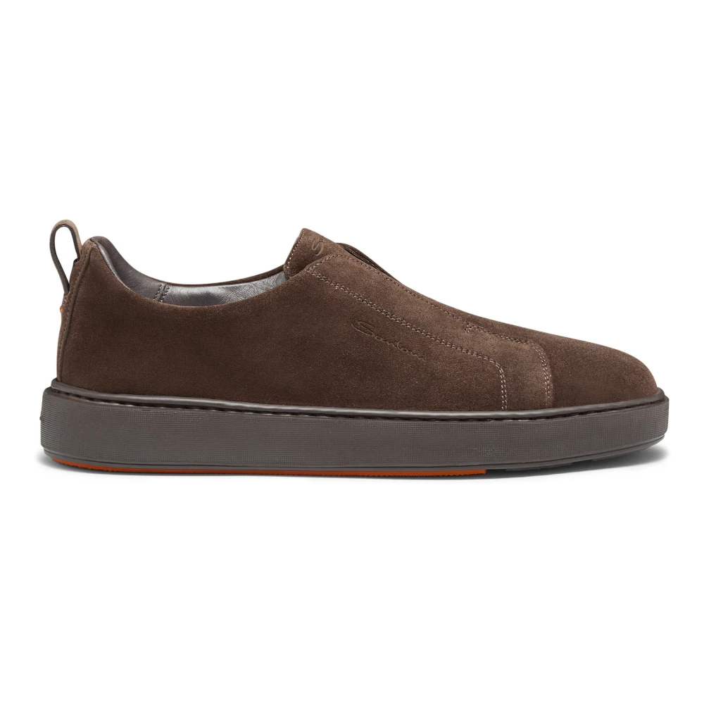 Santoni Suede Slip-On Sneaker Heren Schoenen Bruin