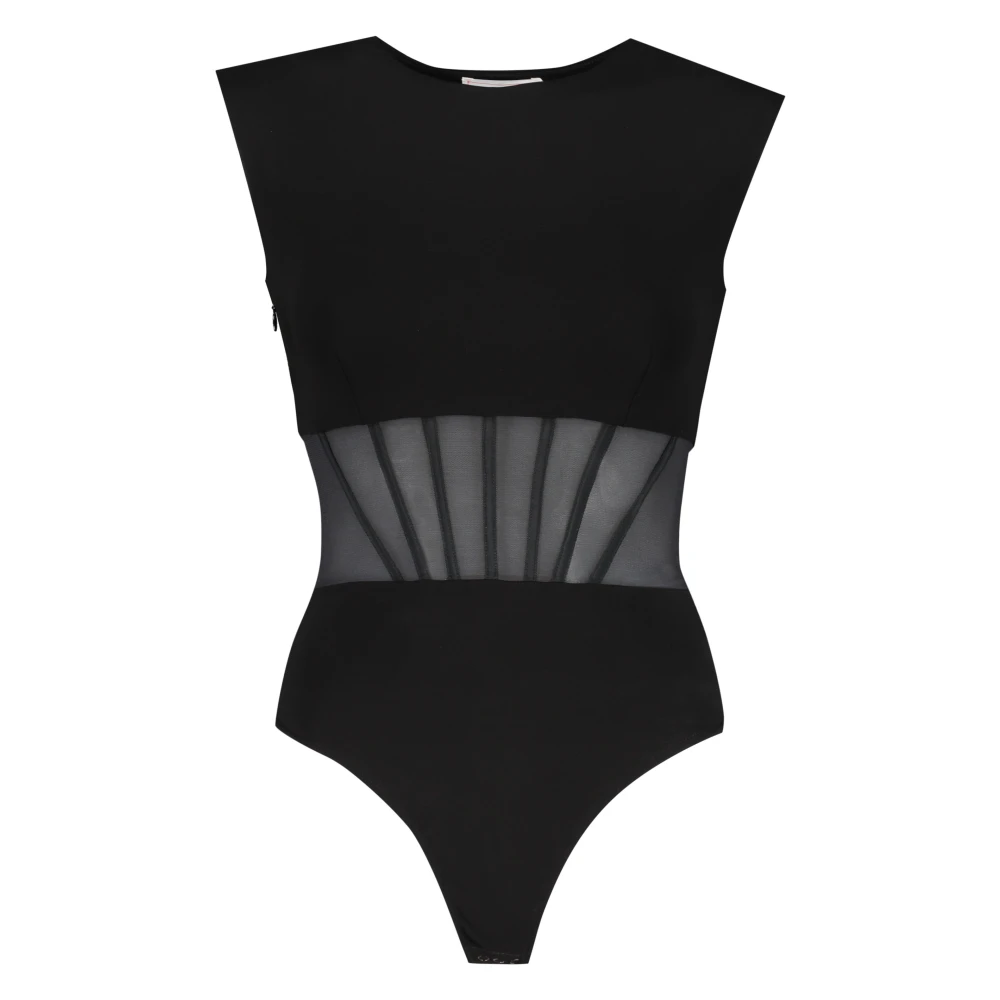 Alexander mcqueen Doorschijnende Inzet Mouwloze Bodysuit Black Dames