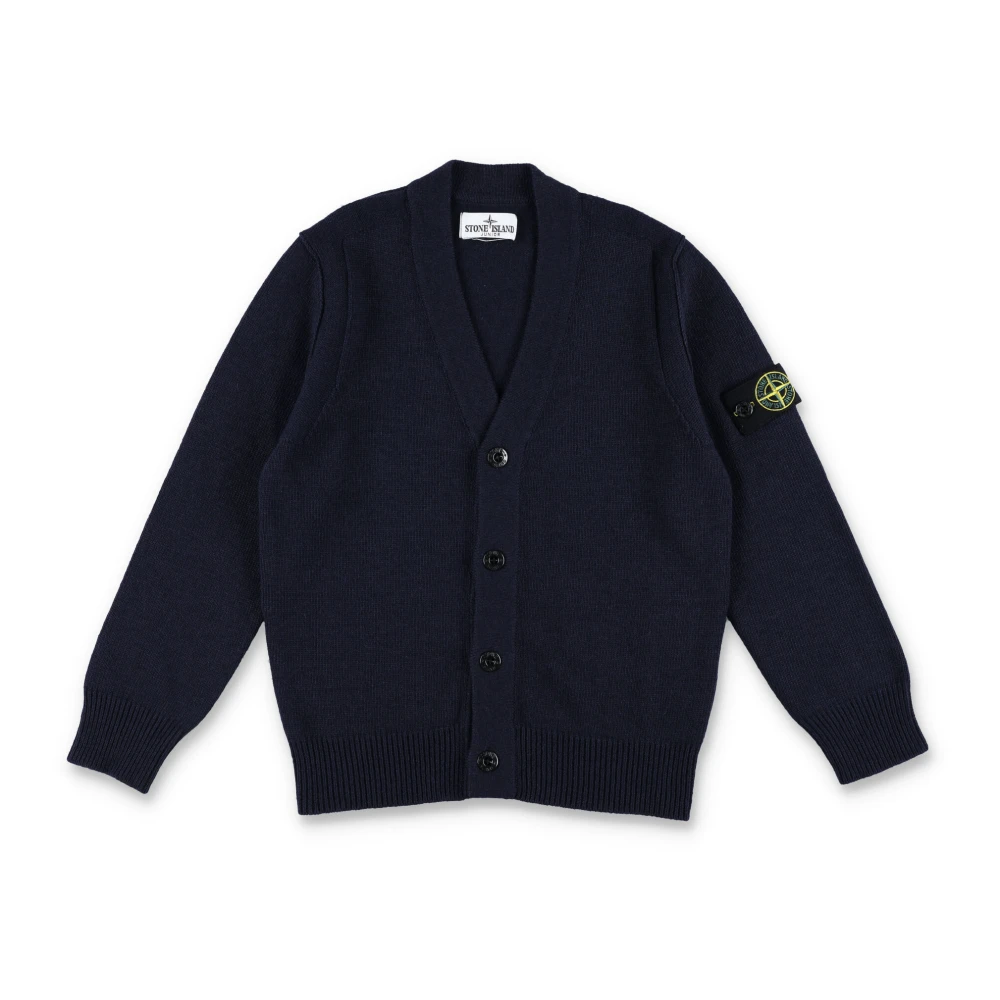 Stone Island Navy Stickad Kofta Aw24 Blue, Pojke