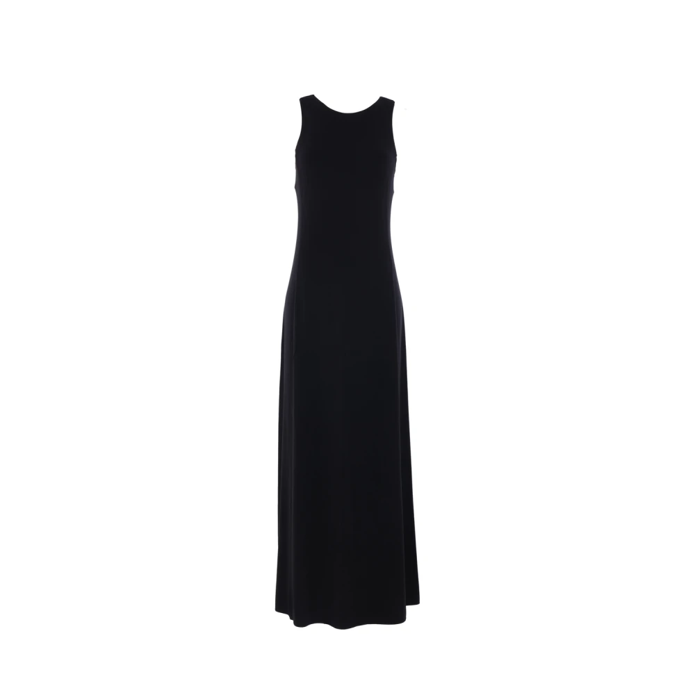 Max Mara Zwarte Lange Jurk Pompei Viscose Black Dames