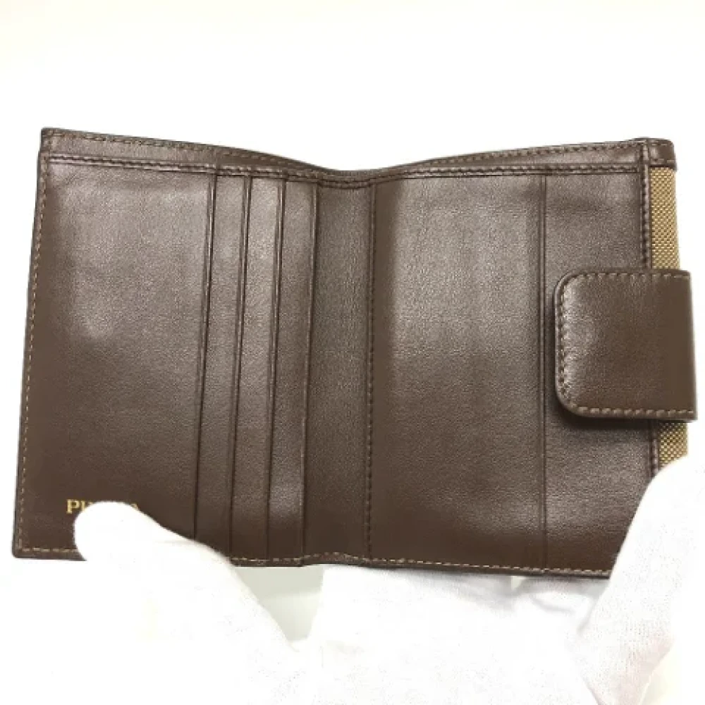 Prada Vintage Pre-owned Fabric wallets Brown Dames