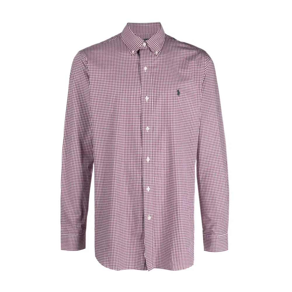 Ralph Lauren Stretch Overhemd met Micro-Patroon Purple Heren