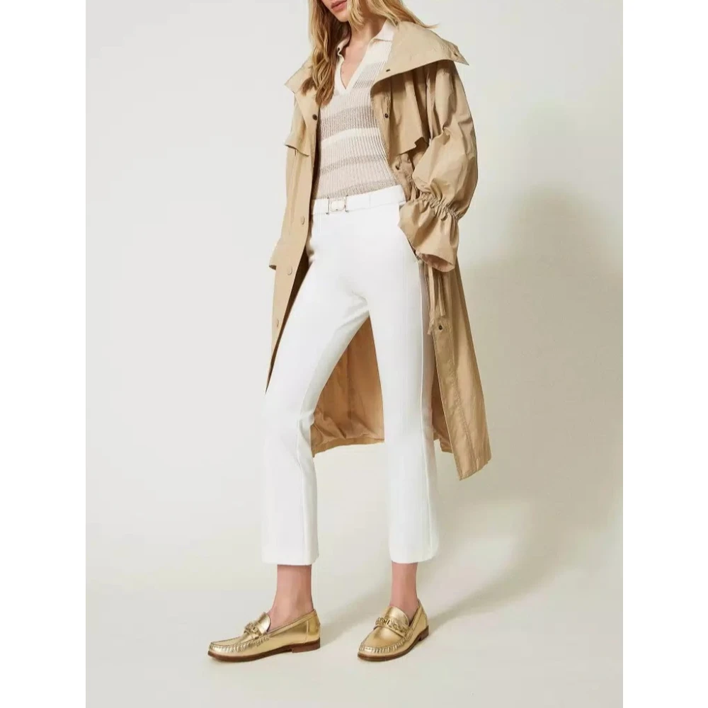Twinset Flare broek met ovale gesp White Dames