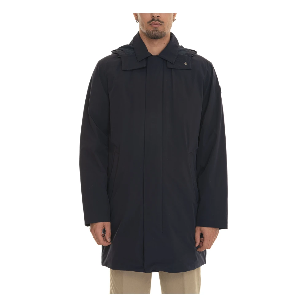 Gant Lange Effen Jas met Afneembare Capuchon Blue Heren