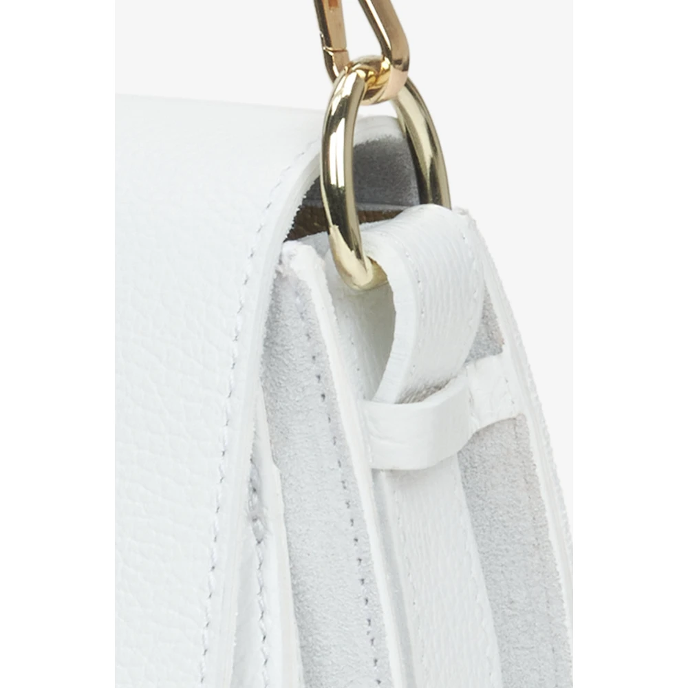 Estro Italiaans Leren Kleine Off-Witte Crossbody Tas Er00115063 White Dames