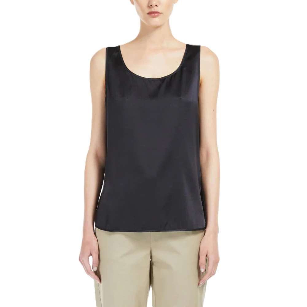 Max Mara Vrouw Zwart Tops Dames, S, Satijn, Mmlpan Top