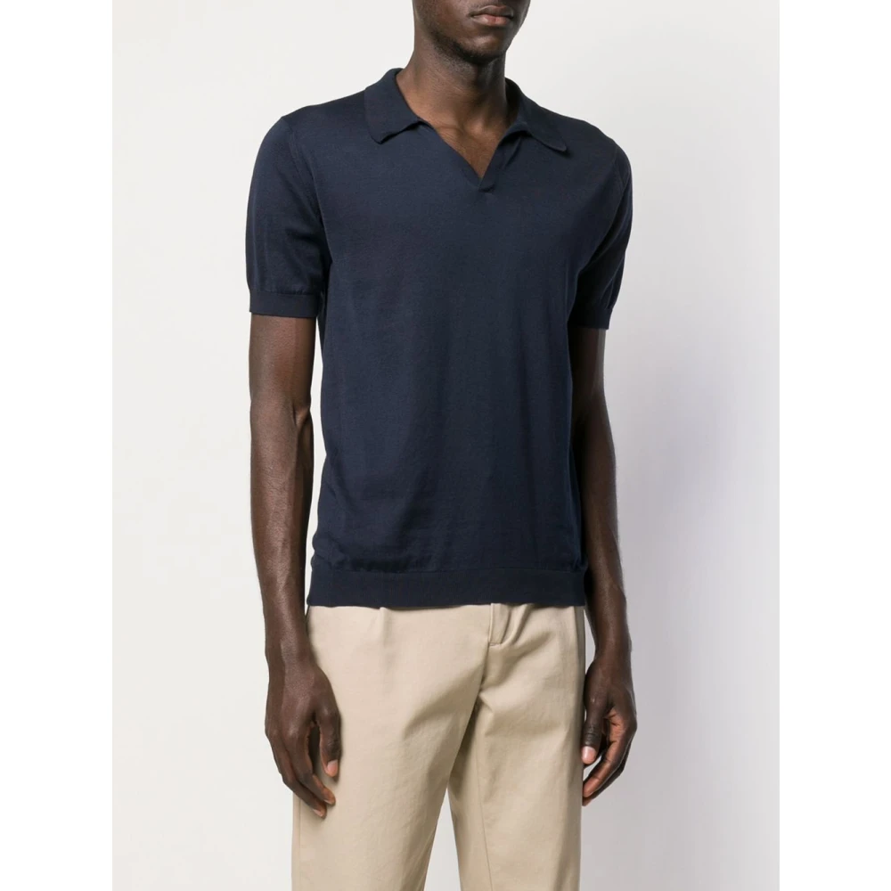 John Smedley Polo Shirts Blue Heren