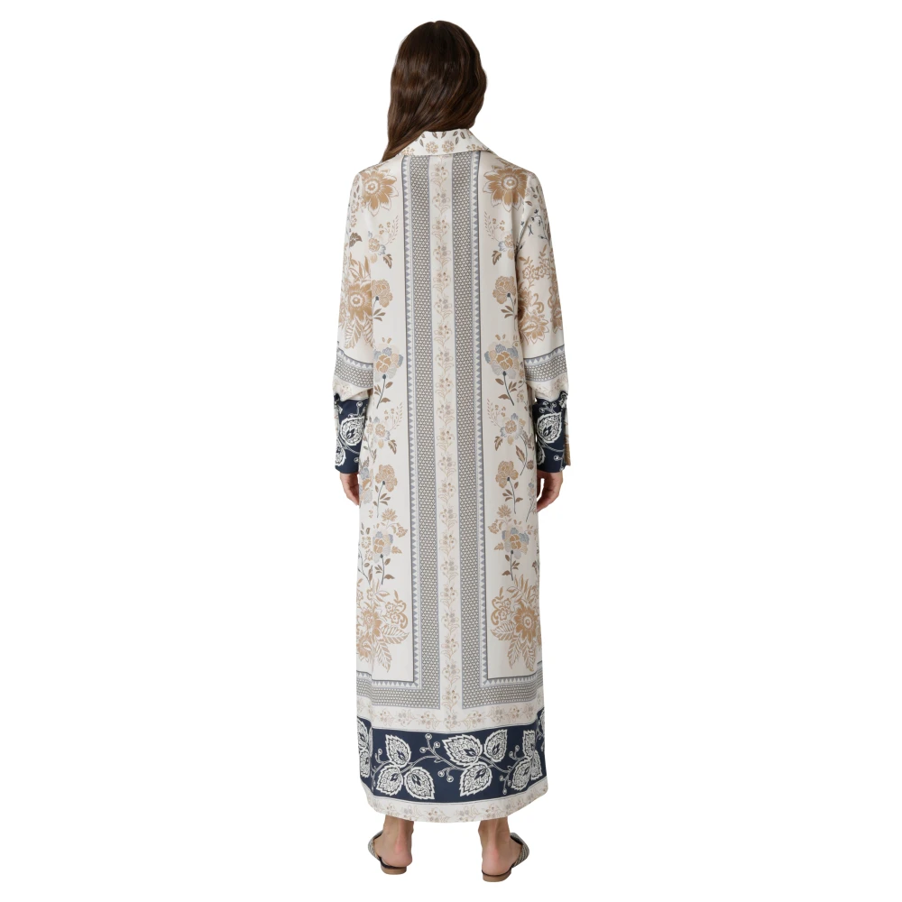 Eleventy Gedrukte Caftan Jurk met Amerikaanse Opening Multicolor Dames