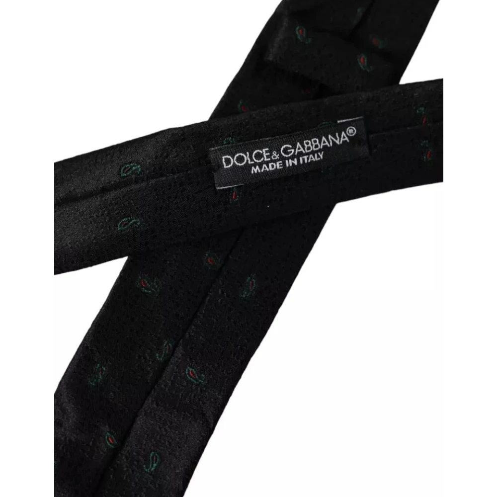 Dolce & Gabbana Zwarte Fantasie Verstelbare Heren Stropdas Black Heren